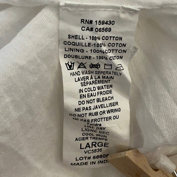 NWT Elan Midi Dress white cotton S M L open back light weight ruffle sleeve tie - Picture 8 of 8